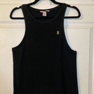 Victoria's Secret Black Tank Top - Embroidered Glittery Logo - Size S